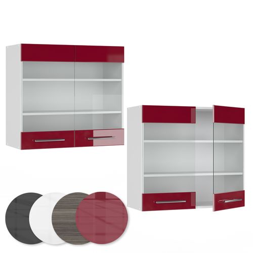 Armoire En Verre Fame-line 34803 Rouge Bordeaux Haute Brillance 80cm