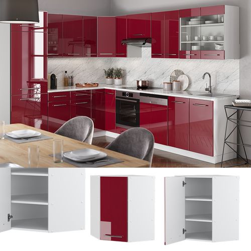 Elément Haut De Cuisine Fame-line 34805 Rouge Bordeaux Haute Brillance 57cm