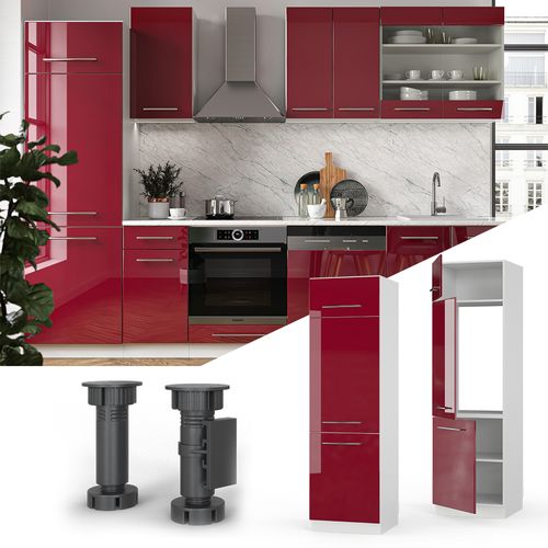 Armoire Pour Frigo Fame-line 34807 Rouge Bordeaux Haute Brillance 60cm