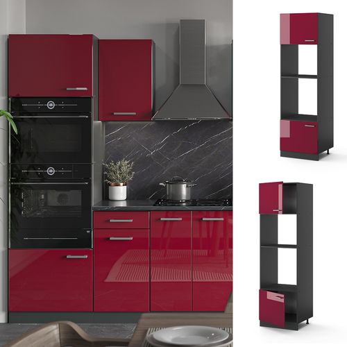 Armoire Micro-ondes R-line 34933 Rouge Brillant 60cm
