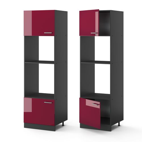 Armoire Micro-ondes R-line 34933 Rouge Brillant 60cm