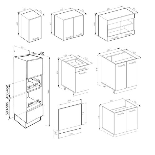 Cuisine R-line 34937 Chêne Doré/anthracite 300cm Avec Armoire Haute, Sans Pt