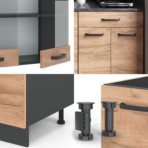 Cuisine R-line 34950 Chêne Doré/anthracite 140cm Sans Pt