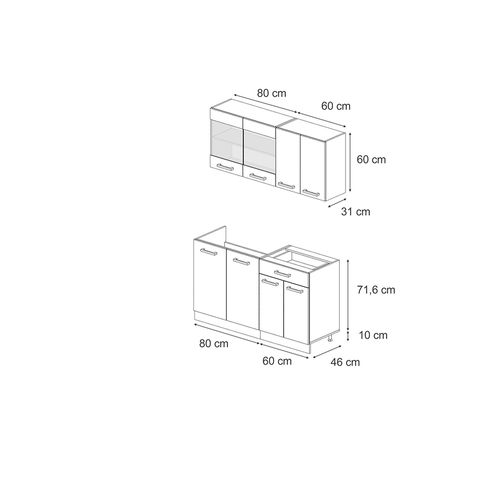 Cuisine R-line 34950 Chêne Doré/anthracite 140cm Sans Pt