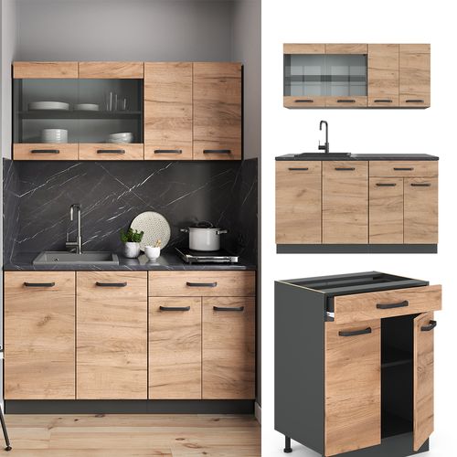 Cuisine R-line 34950 Chêne Doré/anthracite 140cm Sans Pt
