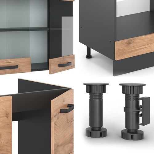 Cuisine En Angle R-line 34938 Chêne Doré/anthracite 287x46cm Sans Pt