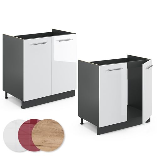 Meuble Bas Sous-évier Fame-line 35536 Blanc Haute Brillance 80cm Sans Pt