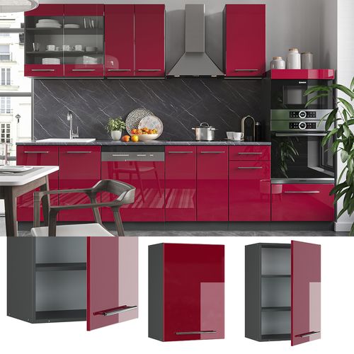Elément Haut De Cuisine Fame-line 35564 Rouge Bordeaux Haute Brillance 50cm