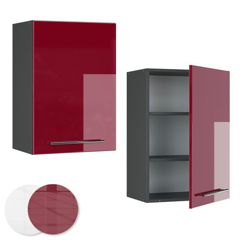 Elément Haut De Cuisine Fame-line 35564 Rouge Bordeaux Haute Brillance 50cm