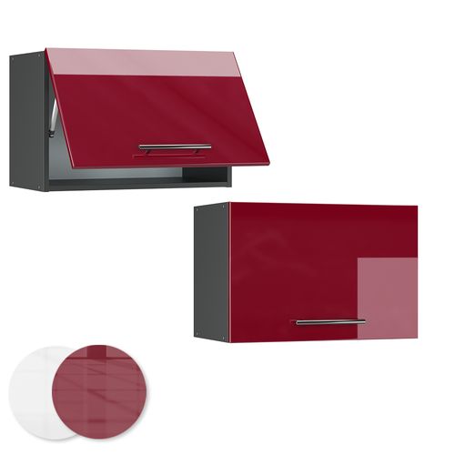 Elément Haut De Cuisine Fame-line 35566 Rouge Bordeaux Haute Brillance 60cm Plat