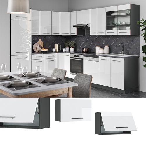 Elément Haut De Cuisine Fame-line 35546 Blanc Haute Brillance 60cm Plat