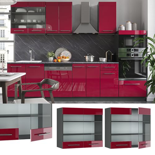 Armoire En Verre Fame-line 35567 Rouge Bordeaux Haute Brillance 80cm