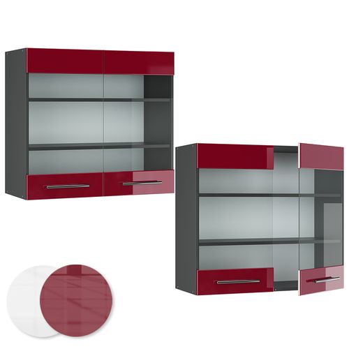 Armoire En Verre Fame-line 35567 Rouge Bordeaux Haute Brillance 80cm