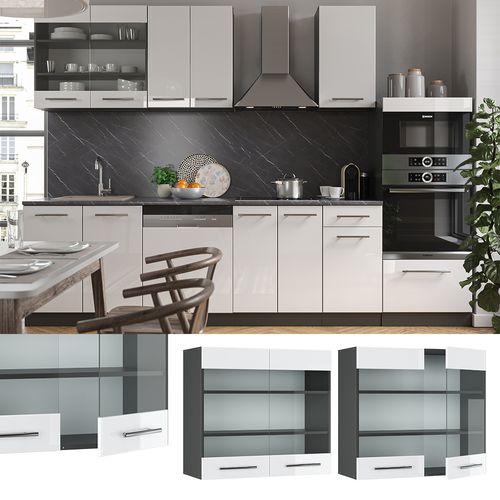 Armoire En Verre Fame-line 35547 Blanc Haute Brillance 80cm