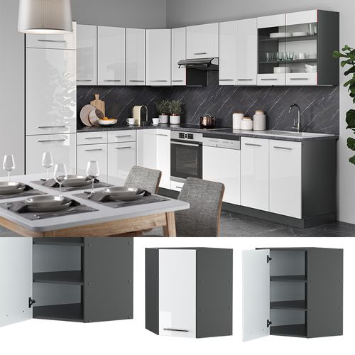 Elément Haut De Cuisine Fame-line 35548 Blanc Haute Brillance 57cm