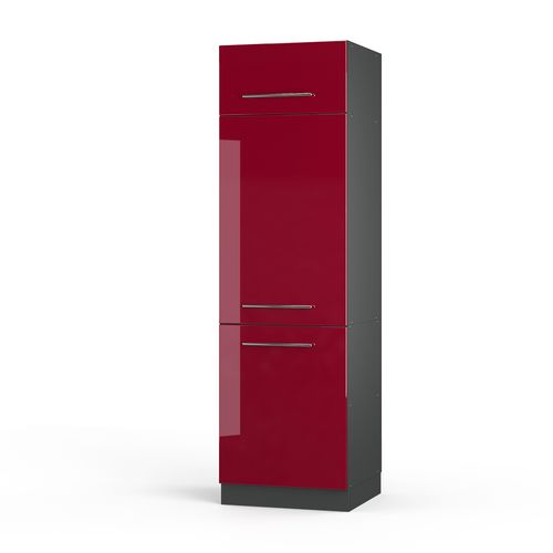 Armoire Pour Frigo Fame-line 35569 Rouge Bordeaux Haute Brillance 60cm