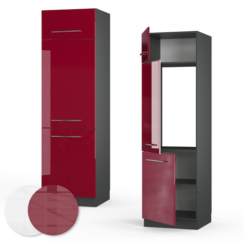 Armoire Pour Frigo Fame-line 35569 Rouge Bordeaux Haute Brillance 60cm