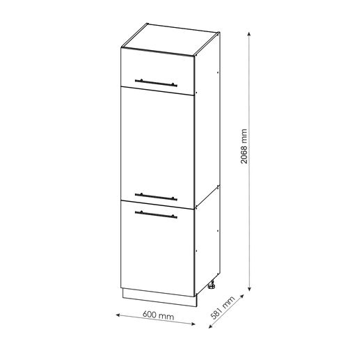 Armoire Pour Frigo Fame-line 35549 Blanc Haute Brillance 60cm