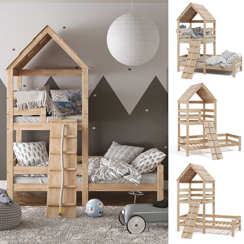 Lit Cabane Teddy 35145 Naturel Bois 90x200 Cm