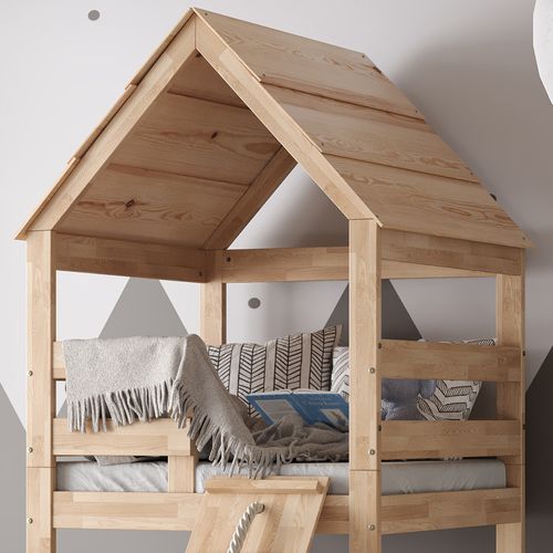 Lit Cabane Teddy 35145 Naturel Bois 90x200 Cm