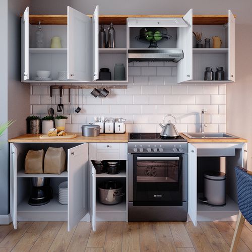 Ligne De Cuisine Bergamo 35910 Blanc 240cm , Pt Goldkraft