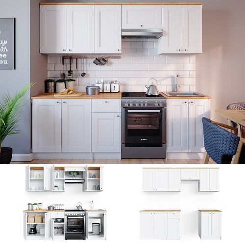 Ligne De Cuisine Bergamo 35910 Blanc 240cm , Pt Goldkraft