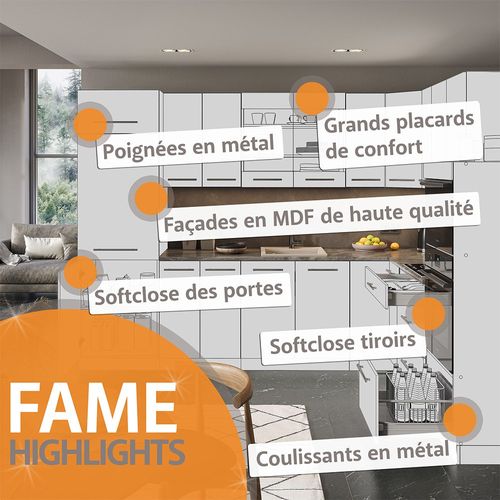 Cuisine Fame-line 36149 Anthracite Maison De Campagne/blanc 300cm Sans Pt
