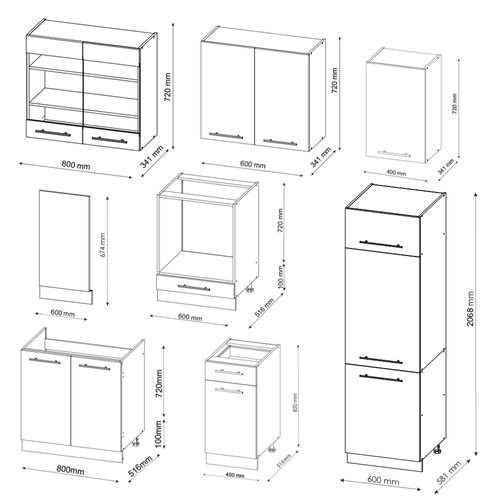 Cuisine Fame-line 36149 Anthracite Maison De Campagne/blanc 300cm Sans Pt