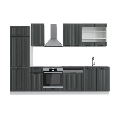 Cuisine Fame-line 36149 Anthracite Maison De Campagne/blanc 300cm Sans Pt