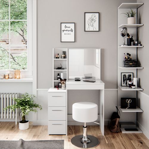 Coiffeuse Meryl 36204 Blanc 80cm Avec Tabouret