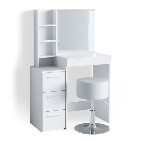 Coiffeuse Meryl 36204 Blanc 80cm Avec Tabouret