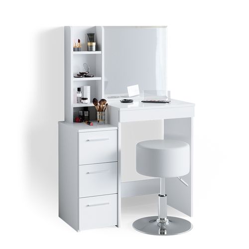 Coiffeuse Meryl 36204 Blanc 80cm Avec Tabouret