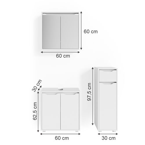 Meubles Bain Ruben 36209 Blanc 3 Parties