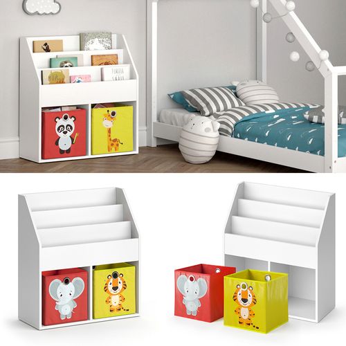 Bibliothèque Enfant Luigi 36213 Blanc 72x79cm Avec 2 Boxes Pliants Opt.2