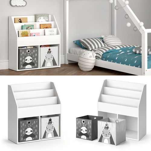 Bibliothèque Enfant Luigi 36217 Blanc 72x79cm Avec 2 Boxes Pliants Opt.5