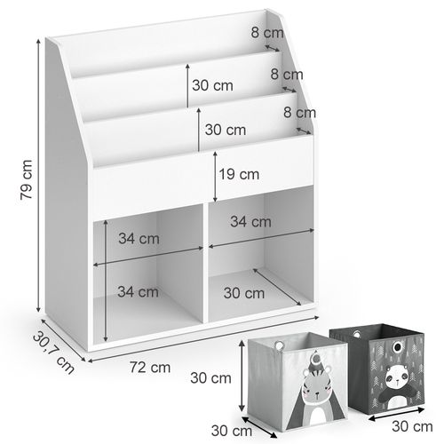 Bibliothèque Enfant Luigi 36217 Blanc 72x79cm Avec 2 Boxes Pliants Opt.5