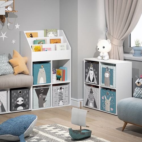 Bibliothèque Enfant Luigi 36219 Blanc 72x114.2cm Avec 4 Boîtes Pliantes