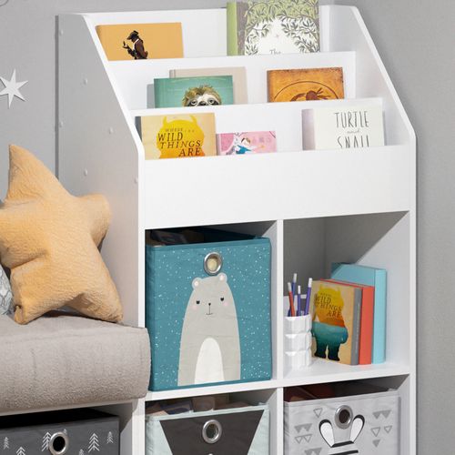 Bibliothèque Enfant Luigi 36219 Blanc 72x114.2cm Avec 4 Boîtes Pliantes