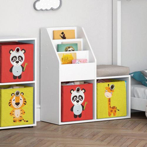 Bibliothèque Enfant Luigi 36221 Blanc 30.9x79cm Mini, Avec 2 Boîtes Pliantes Opt.2