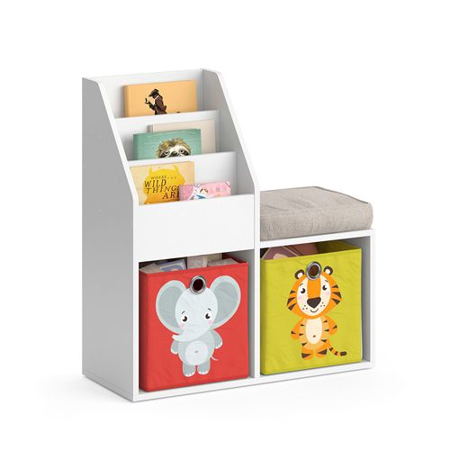 Bibliothèque Enfant Luigi 36221 Blanc 30.9x79cm Mini, Avec 2 Boîtes Pliantes Opt.2