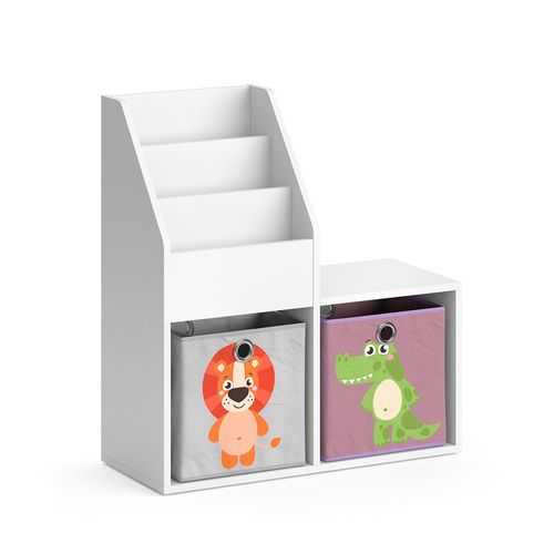 Bibliothèque Enfant Luigi 36222 Blanc 30.9x79cm Mini, Avec 2 Boîtes Pliantes Opt.3