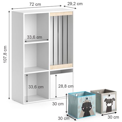 Bibliothèque Enfant Luigi 36231 Blanc 29.2x107.8cm Avec 2 Boxes Pliants Opt.4