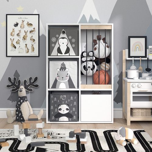 Bibliothèque Enfant Luigi 36232 Blanc 29.2x107.8cm Avec 2 Boxes Pliants Opt.5