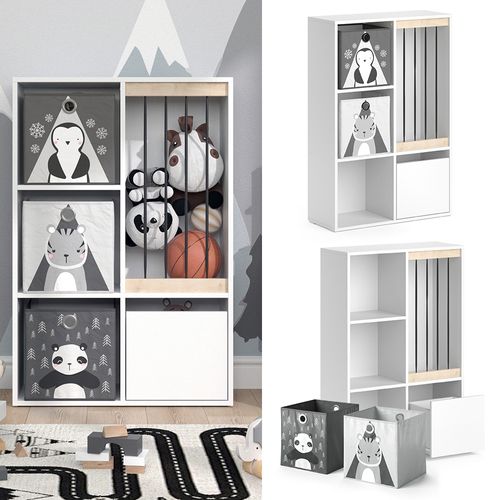 Bibliothèque Enfant Luigi 36232 Blanc 29.2x107.8cm Avec 2 Boxes Pliants Opt.5