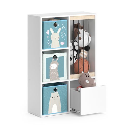 Bibliothèque Enfant Luigi 36233 Blanc 29.2x107.8cm Avec 2 Boxes Pliants Opt.6