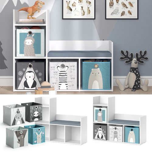 Étagère Pour Enfants Luigi 36234 Blanc 107.2x88.6cm Avec 2 Boxes Pliants Opt.2