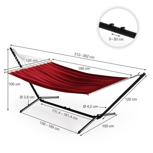 Hamac  34620 Rouge 190x120cm Châssis Métallique