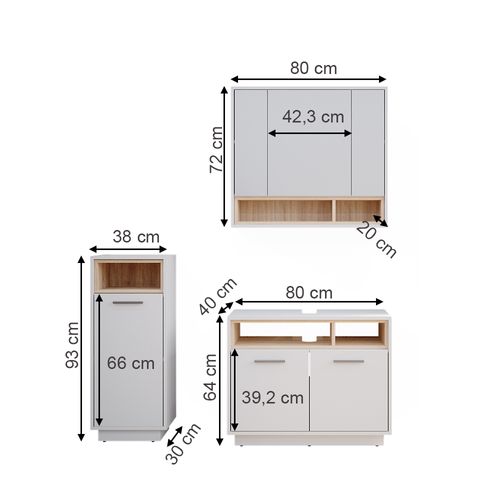 Meubles Bain Beatrice 36287 Blanc 3 Parties