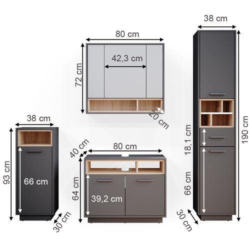 Meubles Bain Beatrice 36292 Anthracite 4 Parties