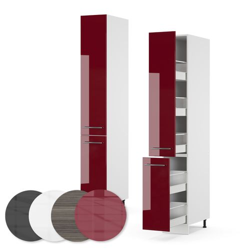 Meuble Haute De Cuisine Fame-line 36474 Rouge Bordeaux Haute Brillance 30cm